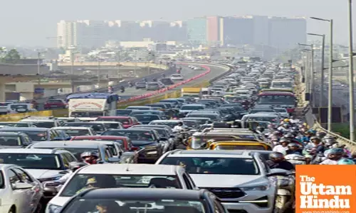Traffic jam at the Airport Road due to Aero India 2025, Day 4, at Yelahanka Air Force Station
