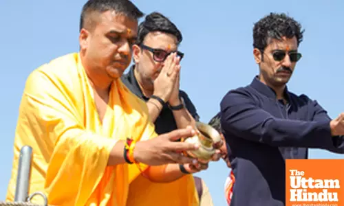 Home Minister of Gujarat Harsh Sanghavi and Actor Vicky Kaushal visit the ongoing Maha Kumbh Mela 2025