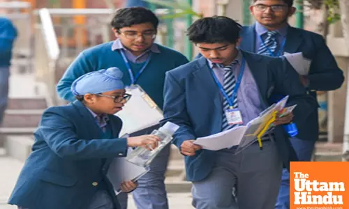 Students leave after appearing for the CBSE Class 10 Board Exam at an examination centre