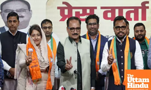 AAP Councillors Anita Basoya, Nikhil Chaprana, and Dharamveer, along with former New Delhi district president Sandeep Basoya, join the BJP