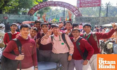 Students leave after appearing for the CBSE Class 10 Board Exam at an examination centre