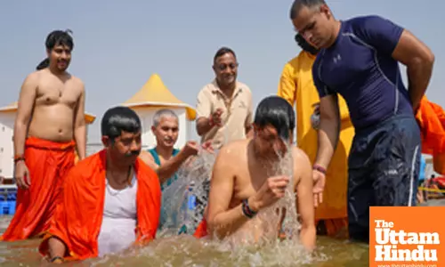 Union Minister Piyush Goyal visits the ongoing Maha Kumbh Mela 2025