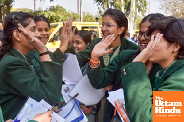 Students leave after appearing for the CBSE Board Intermediate examination Students leave after appearing for the CBSE Board Intermediate examination
