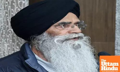 SGPC President Harjinder Singh Dhami addresses media persons regarding his resignation