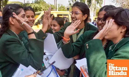 Students leave after appearing for the CBSE Board Intermediate examination