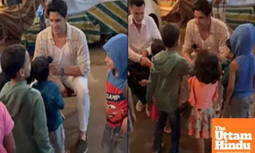 Sidharth Malhotra enjoys playful moments with tiny tots on the sets of ‘Param Sundari’