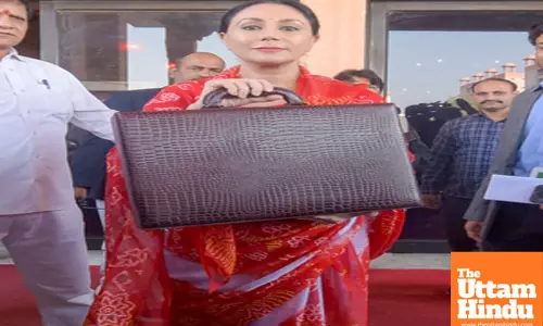Rajasthan Finance Minister Diya Kumari arrives to present state budget for the financial year 2025-26