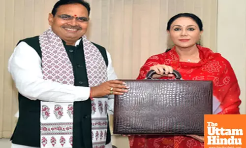 Rajasthan Finance Minister Diya Kumari meets Chief Minister Bhajan Lal Sharma before presenting the State Budget 2025-26 in the Rajasthan Assembly
