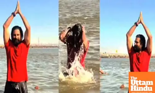 Ajith Kumar’s brother-in-law Richard Rishi offers prayers at the Mahakumbh