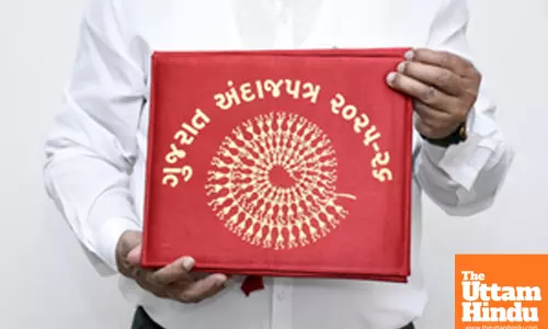 Gujarat Finance Minister Kanubhai Desai ahead of presenting the state budget for 2025-2026