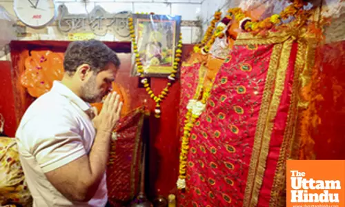 Congress leader and Leader of Opposition in Lok Sabha, Rahul Gandhi offers prayer to Pawanputra Shri Hanuman