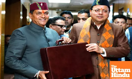 Uttarakhand CM and Finance Minister arrive for Budget presentation
