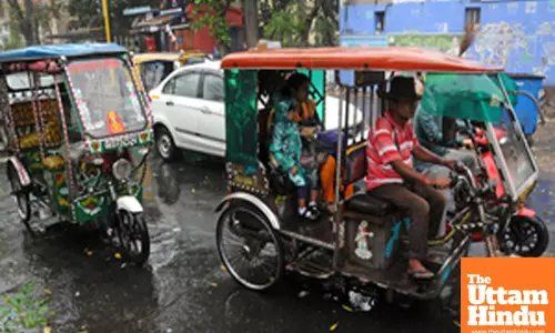 Rain showers drench the city