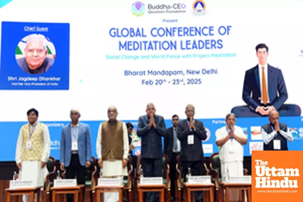 Vice President Jagdeep Dhankhar during the 2nd Global Conference of Meditation Leaders