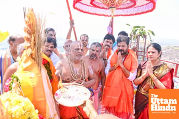 Telangana Chief Minister A. Revanth Reddy participates in the Maha Kumbhabhishek Samprokshan Mahotsav Telangana Chief Minister A. Revanth Reddy participates in the Maha Kumbhabhishek Samprokshan Mahotsav