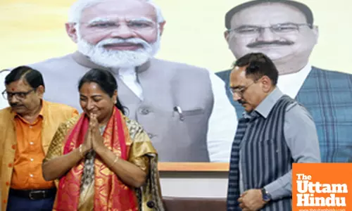 Delhi BJP President Virendra Sachdeva and Delhi Chief Minister Rekha Gupta address a press conference