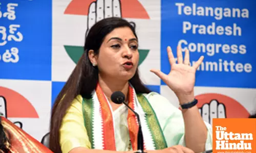 All India Mahila Congress President Alka Lamba addresses a press conference