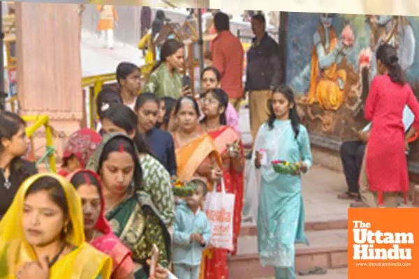 Devotees offer prayer at Mankameshwar Mahadev Temple