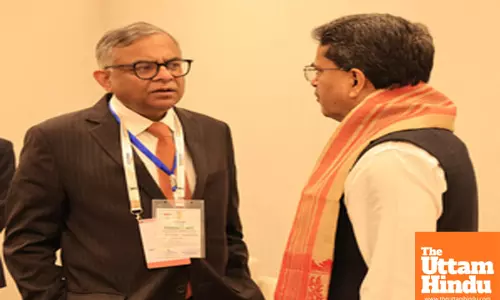 Tripura Chief Minister Manik Saha meets Chairman of the board of directors of Tata Consultancy Services Natarajan Chandrasekaran