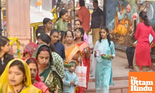 Devotees offer prayer at Mankameshwar Mahadev Temple