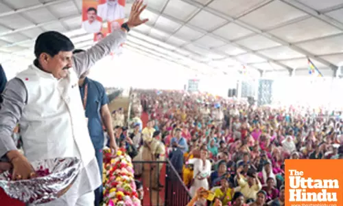 Madhya Pradesh CM Mohan Yadav during the inauguration of the Kisan Sammelan Program and Hockey Astroturf