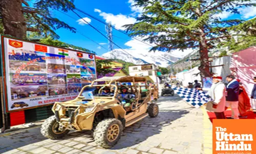 Prime Minister Narendra Modi flags off a trek and bike rally