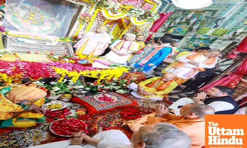 Uttar Pradesh CM Yogi Adityanath offers prayer at the Shri Radha Rani Temple