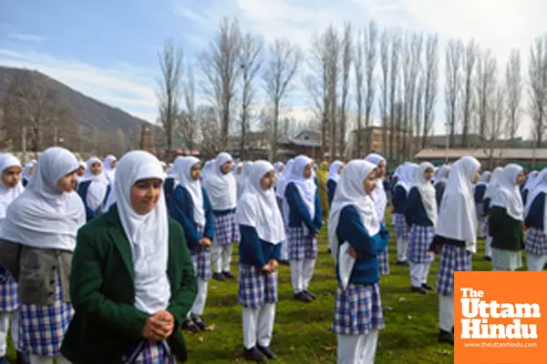 Students attend the first day of classes at Baramulla Public School after a three-month winter vacation Students attend the first day of classes at Baramulla Public School after a three-month winter vacation