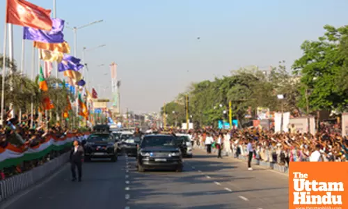 PM Modi receives a warm welcome from people on his arrival at Silvassa