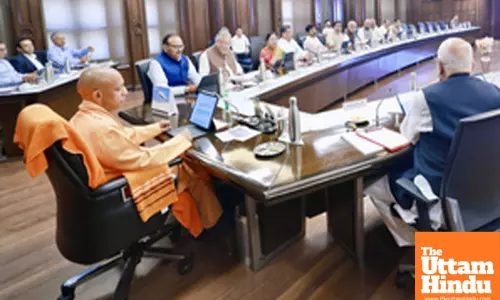 Uttar Pradesh Chief Minister Yogi Adityanath holds a cabinet meeting