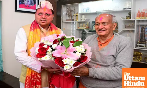 Uttarakhand CM Pushkar Singh Dhami meets former Maharashtra Governor BS Koshyari
