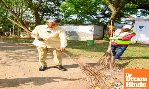 Andhra Pradesh CM N. Chandrababu Naidu participates in the Swarnandhra-Swachhandhra program