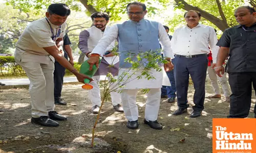 Union Minister Shivraj Singh Chouhan plants a sapling