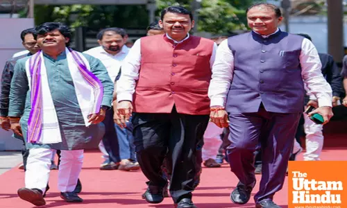 Maharashtra CM Devendra Fadnavis arrives at Vidhan Bhavan