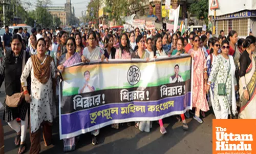 Trinamool Mahila Congress, holds a protest rally