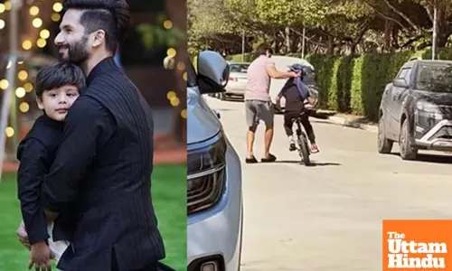 Shahid Kapoor teaches son how to ride a cycle ‘with a towel’