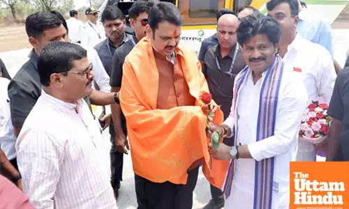 Maharashtra CM Devendra Fadnavis arrives for an official visit