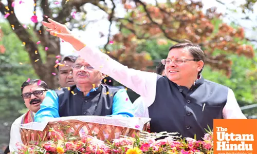 Uttarakhand CM Pushkar Singh Dhami joins a roadshow