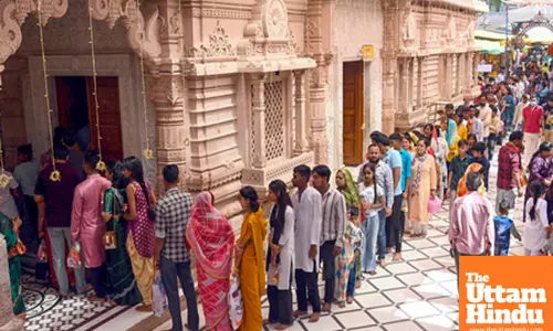 Devotees gather to offer prayers on the first day of Chaitra Navratri
