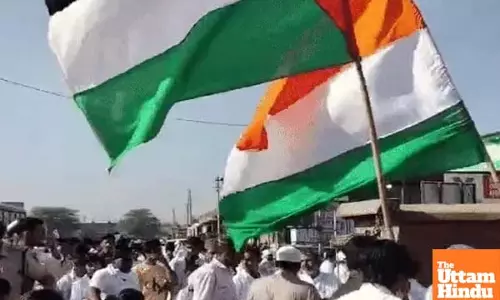 Palestinian Flags Hoisted on Eid in Haryana’s Nuh; Worshippers Protest Israel’s Attacks