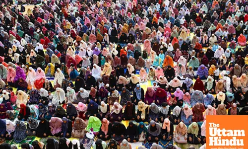 Muslim devotees offer namaz