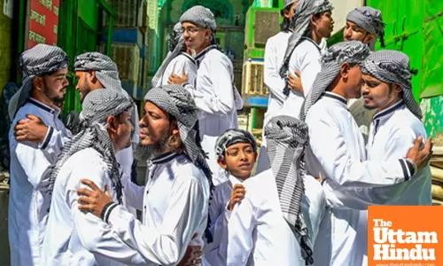 Muslim devotees offer namaz