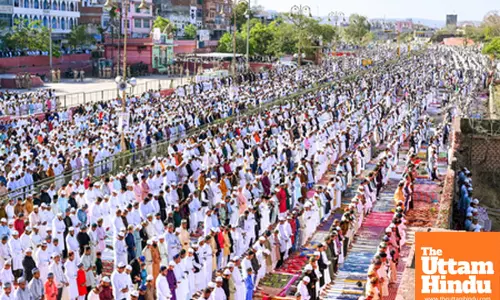 Muslim devotees offer namaz