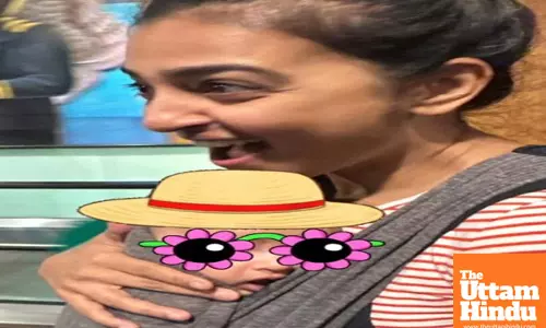 Radhika Apte gives slight glimpse of baby daughter as they touchdown ‘motherland’ Mumbai