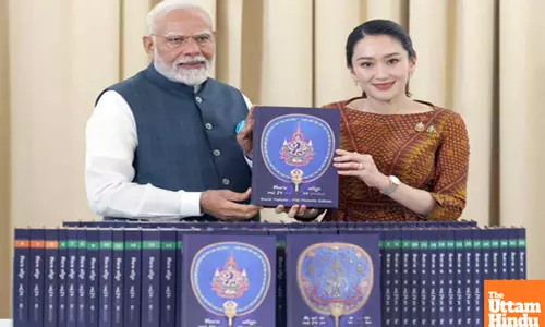 PM Modi receives the World Tipitaka in Pali from Thailand PM