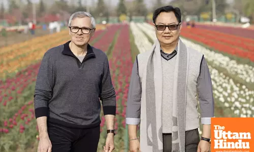 Truly special morning, Kiren Rijiju and Omar Abdullah go on Tulip garden walk in Srinagar
