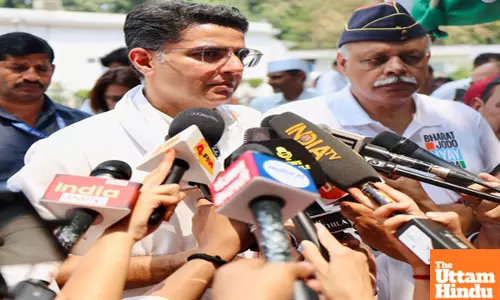 Congress leader Sachin Pilot talks to media