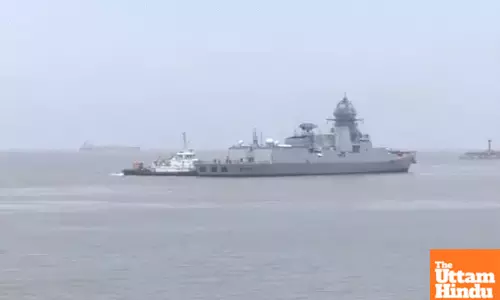 Navy Warship Deployed at Hazira Port Amid Election Season; Anti-Ship, Anti-Air Drills in Arabian Sea