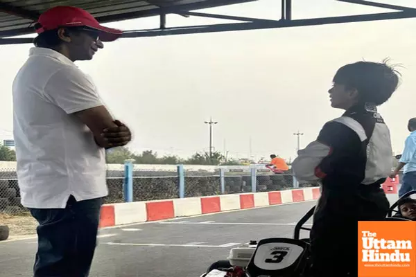 Driving ace Narain Karthikeyan gives tips to Ajiths son Aadvik on car racing Driving ace Narain Karthikeyan gives tips to Ajiths son Aadvik on car racing