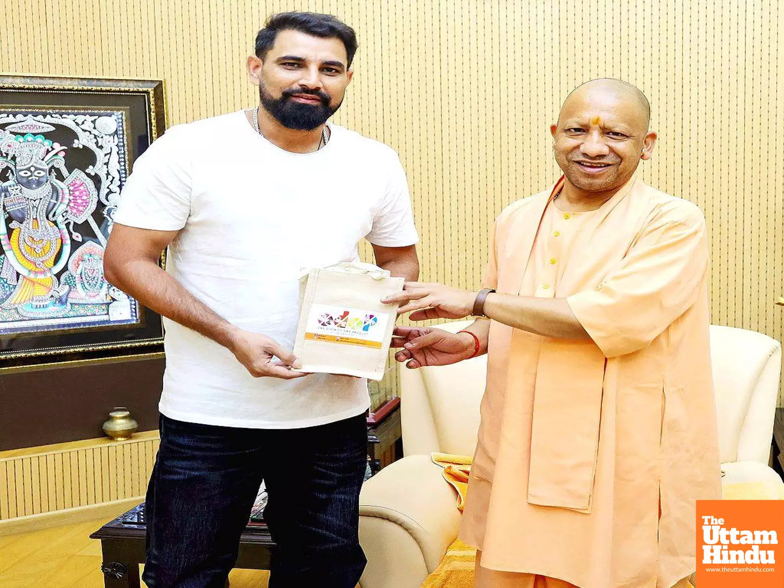 India pacer Mohammed Shami meets Uttar Pradesh CM Yogi Adityanath in Lucknow India pacer Mohammed Shami meets Uttar Pradesh CM Yogi Adityanath in Lucknow